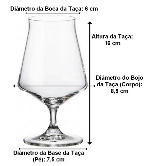 Jogo De 6 Taças 365ml Para Cerveja Cettia Em Cristal Ecológico Bohemia